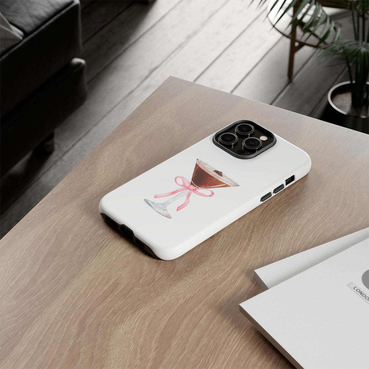 Phone Case - Espresso Martini with Pink Bow Design