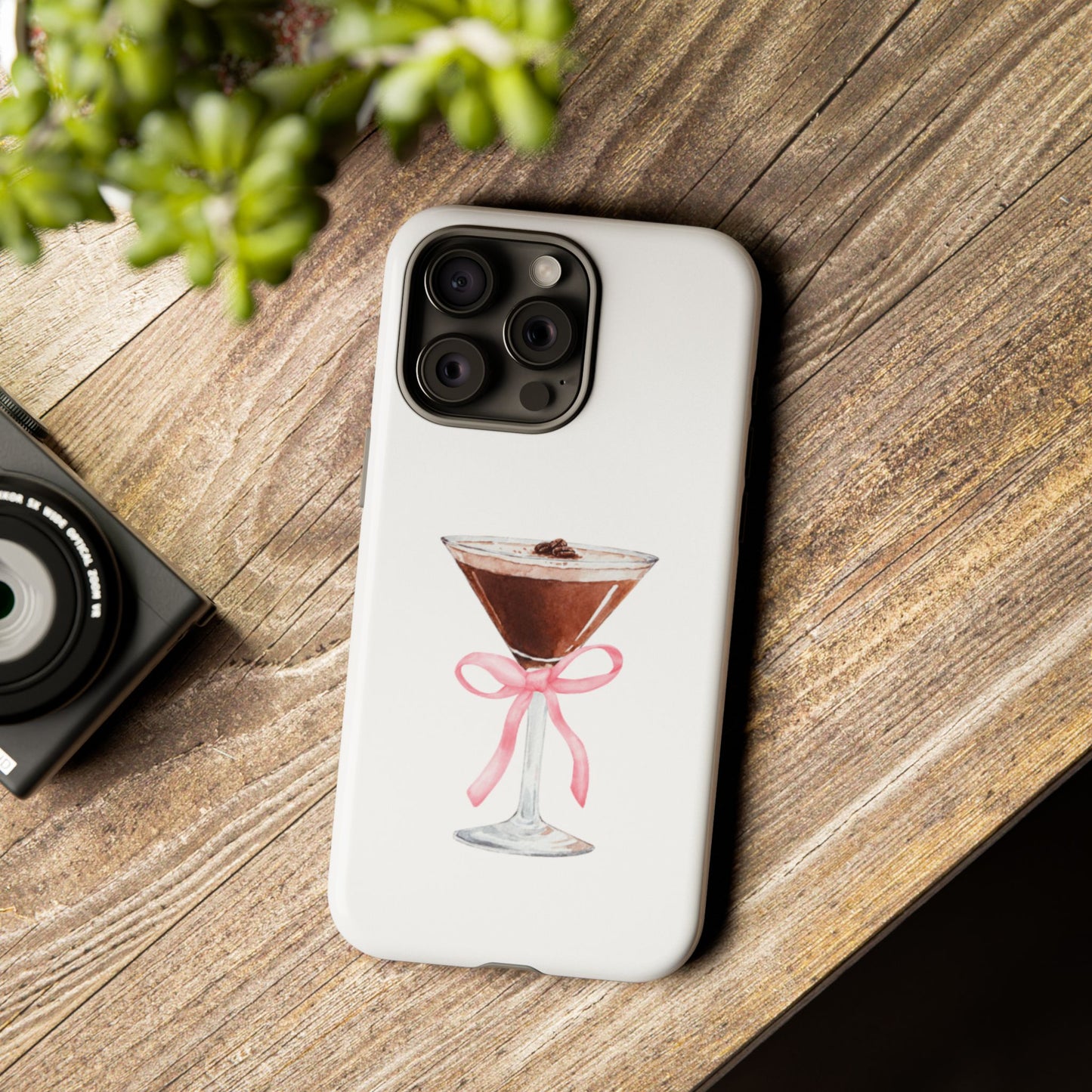 Phone Case - Espresso Martini with Pink Bow Design