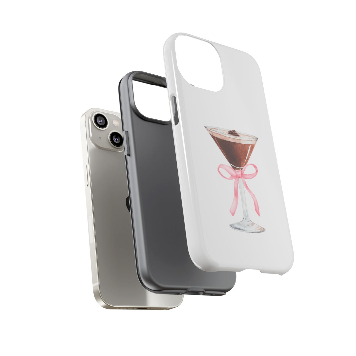 Phone Case - Espresso Martini with Pink Bow Design