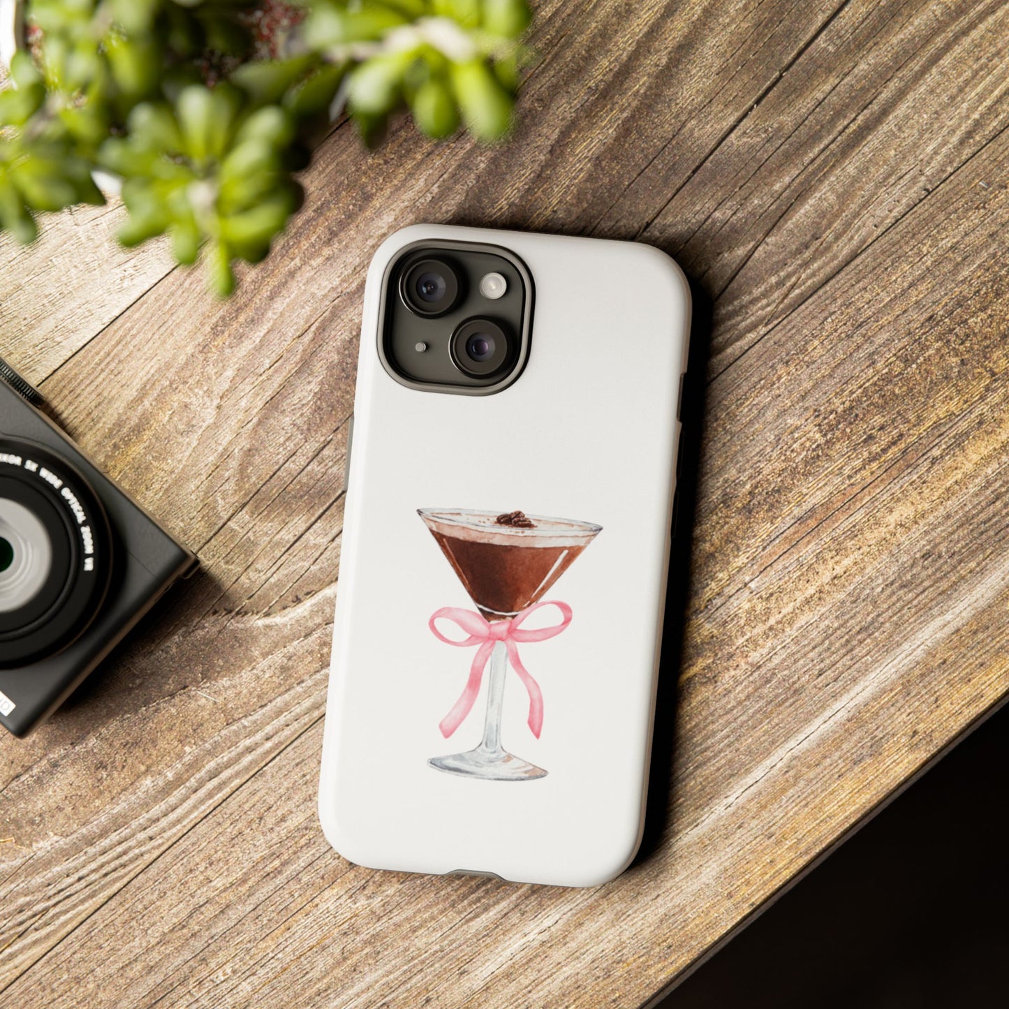 Phone Case - Espresso Martini with Pink Bow Design