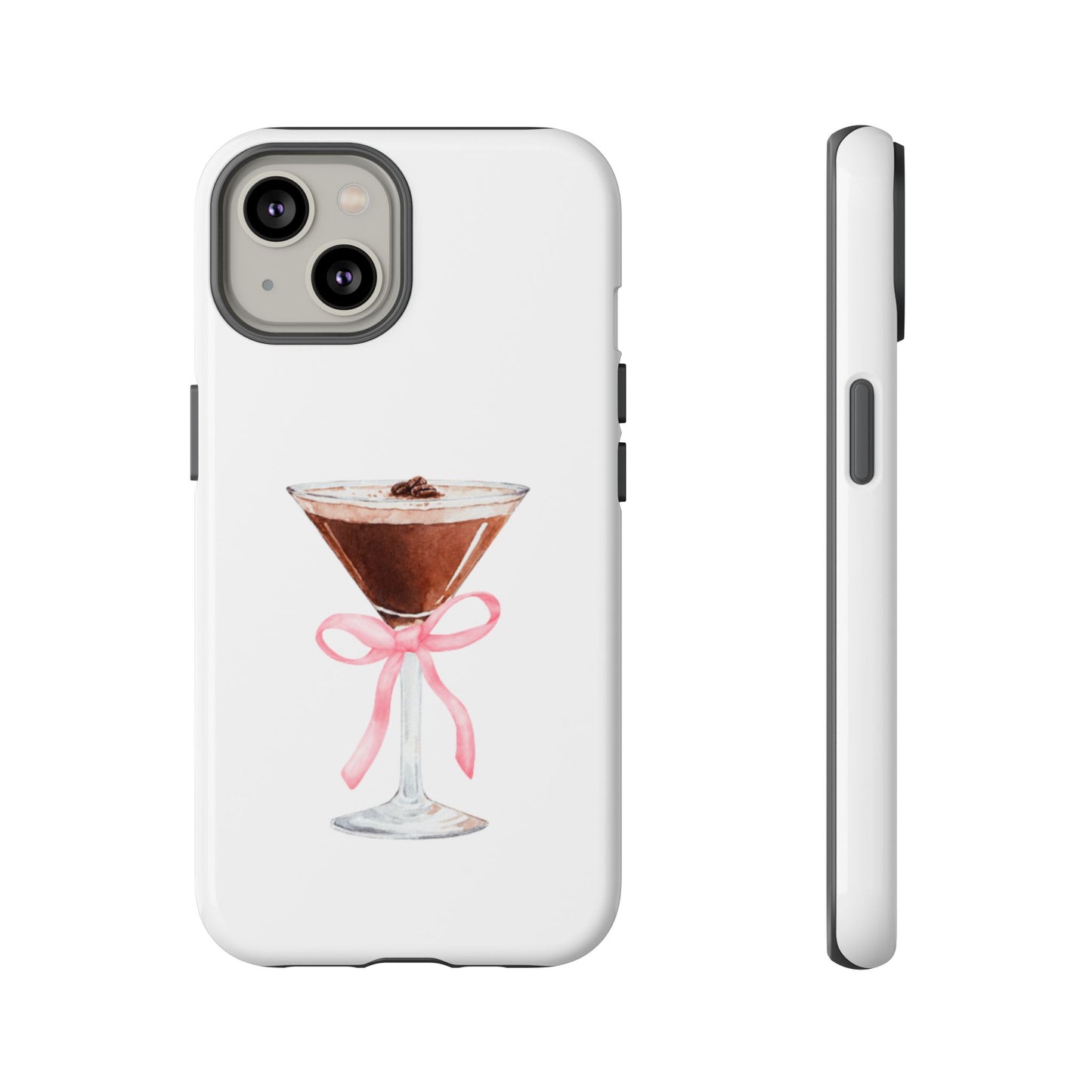Phone Case - Espresso Martini with Pink Bow Design