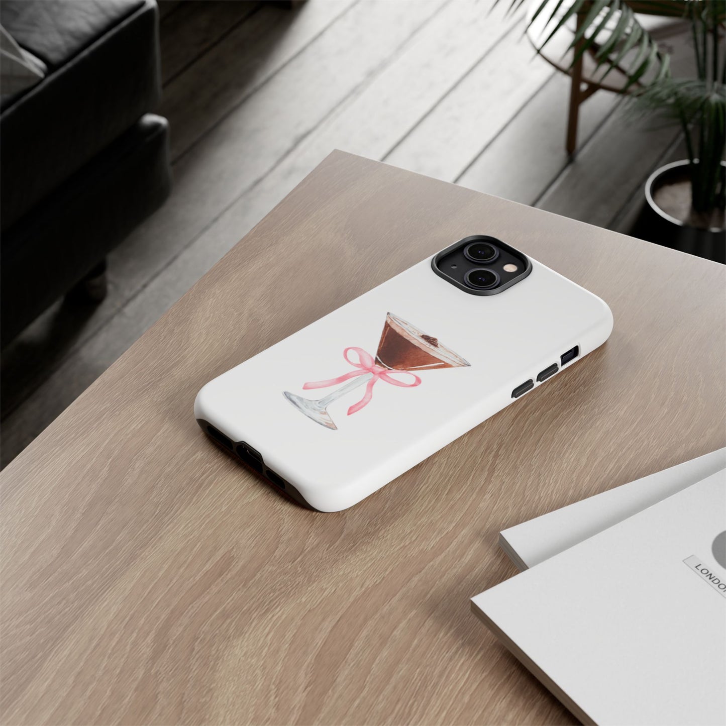 Phone Case - Espresso Martini with Pink Bow Design