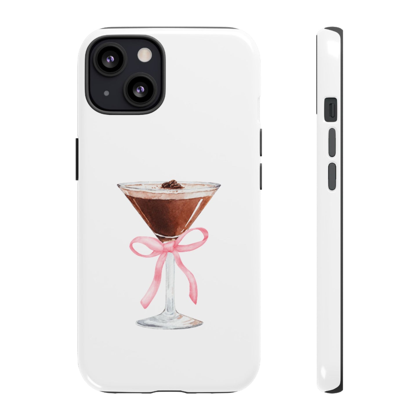 Phone Case - Espresso Martini with Pink Bow Design
