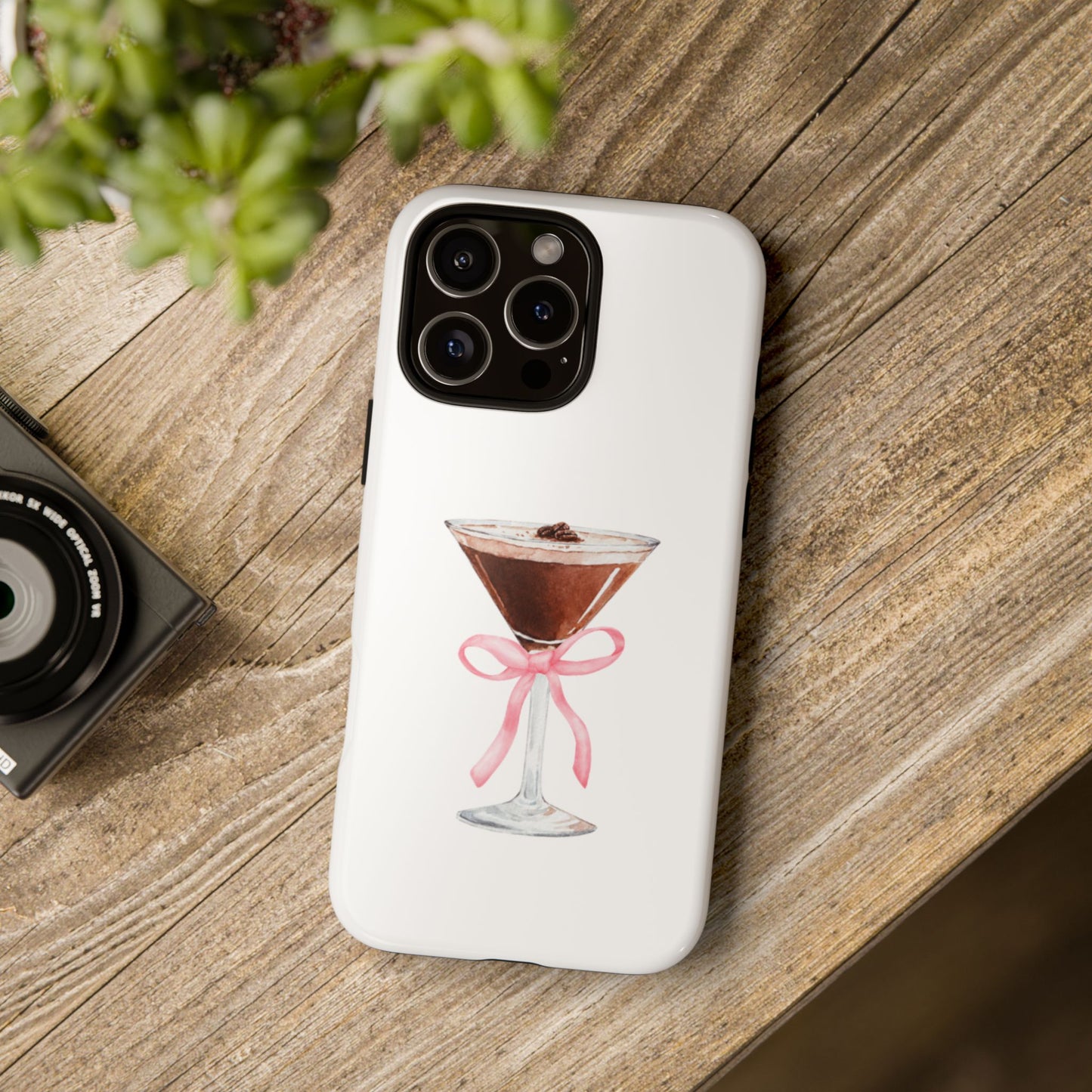 Phone Case - Espresso Martini with Pink Bow Design