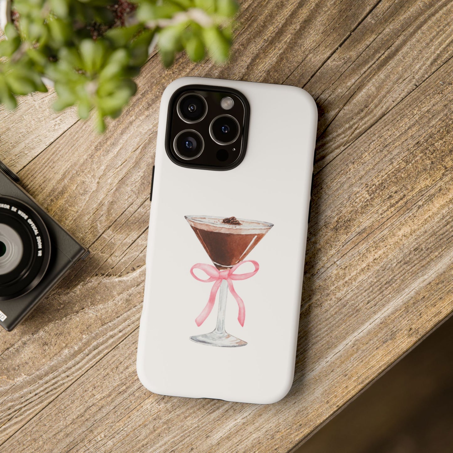 Phone Case - Espresso Martini with Pink Bow Design