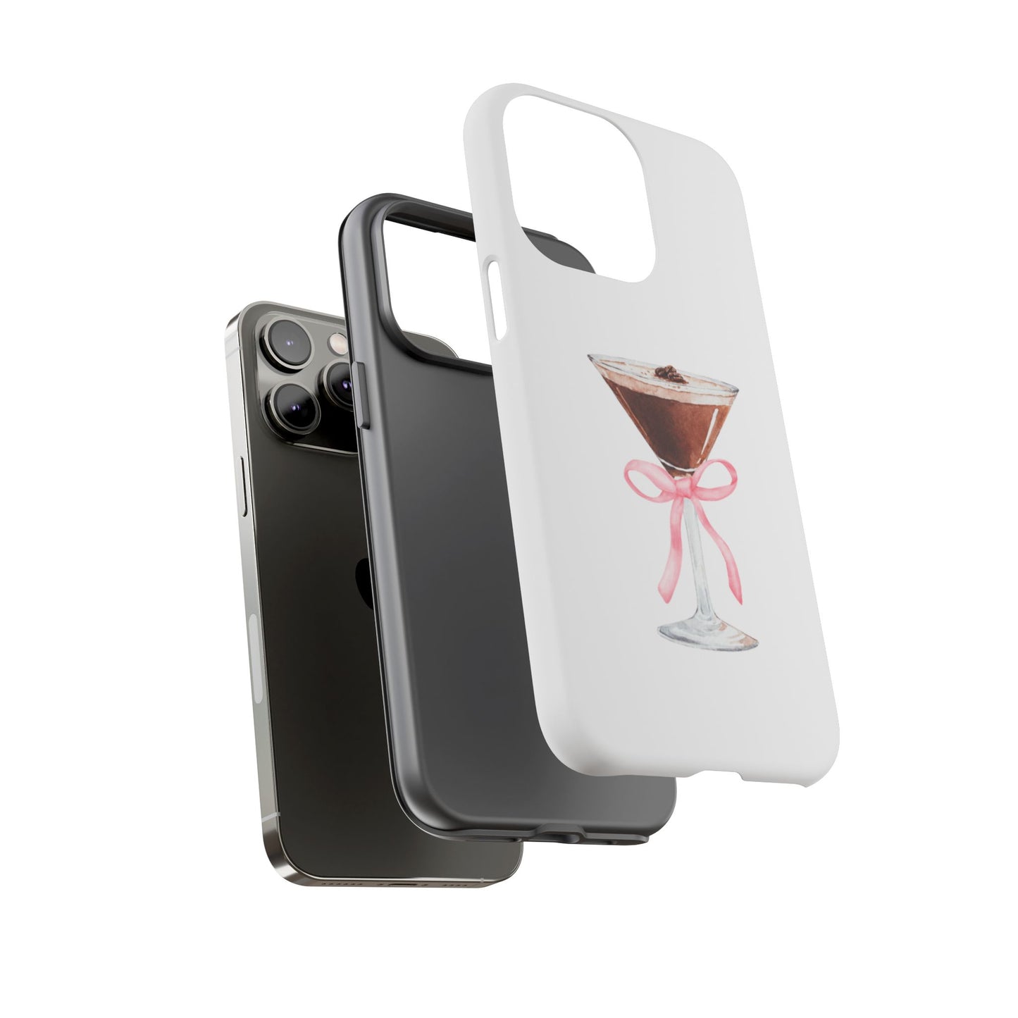 Phone Case - Espresso Martini with Pink Bow Design