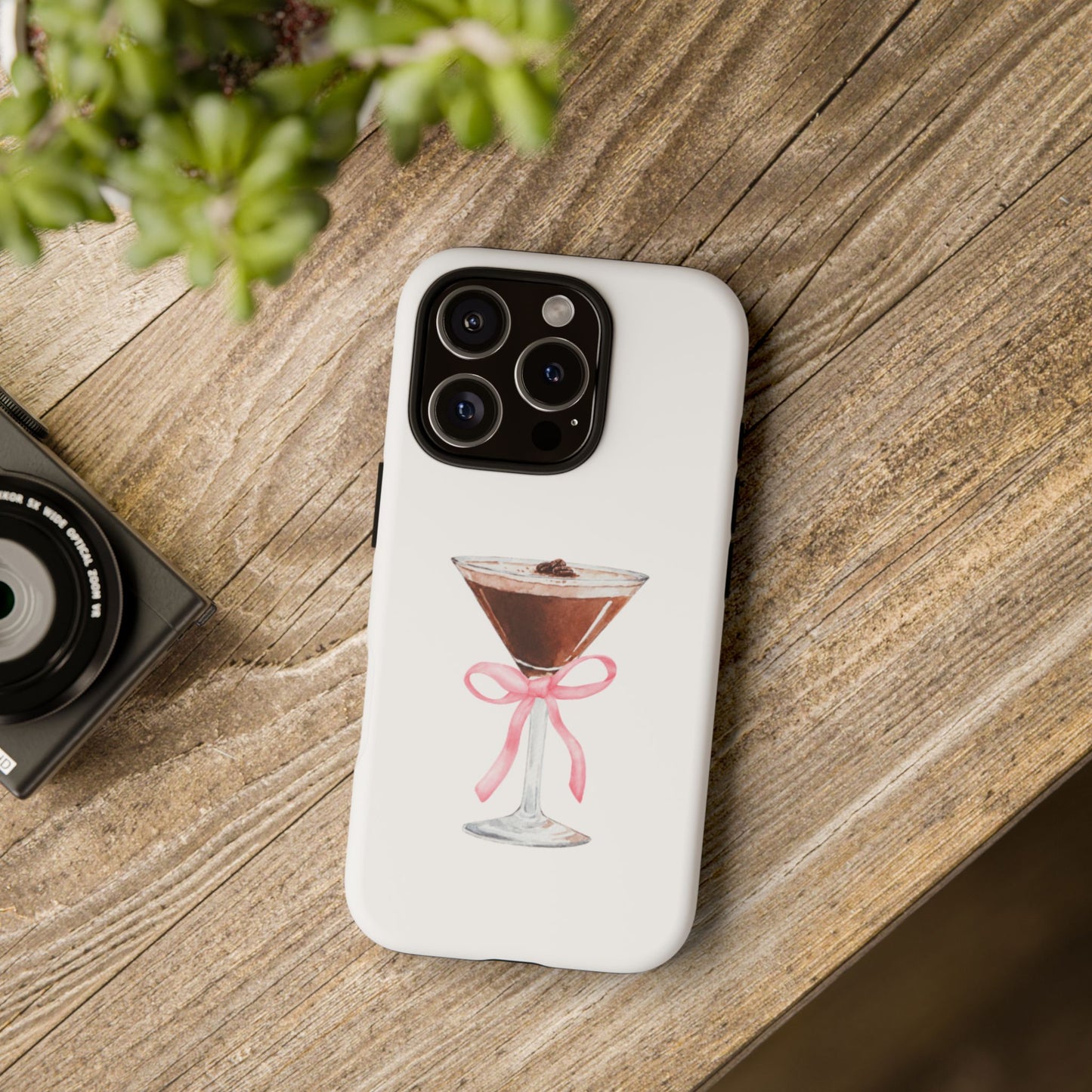 Phone Case - Espresso Martini with Pink Bow Design
