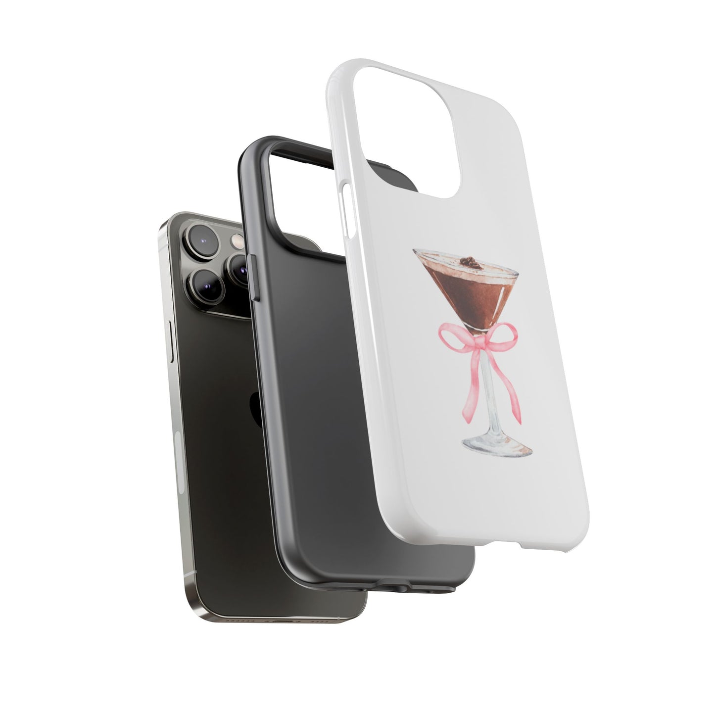 Phone Case - Espresso Martini with Pink Bow Design