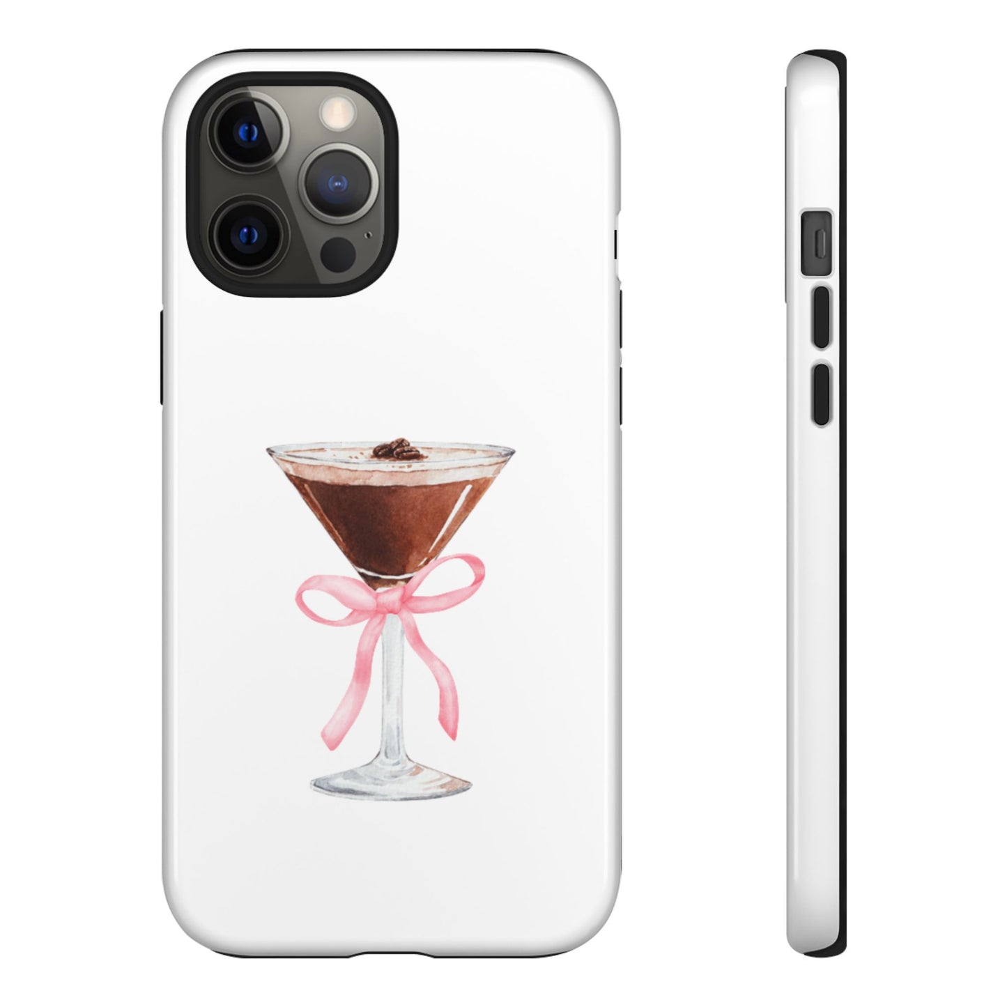 Phone Case - Espresso Martini with Pink Bow Design