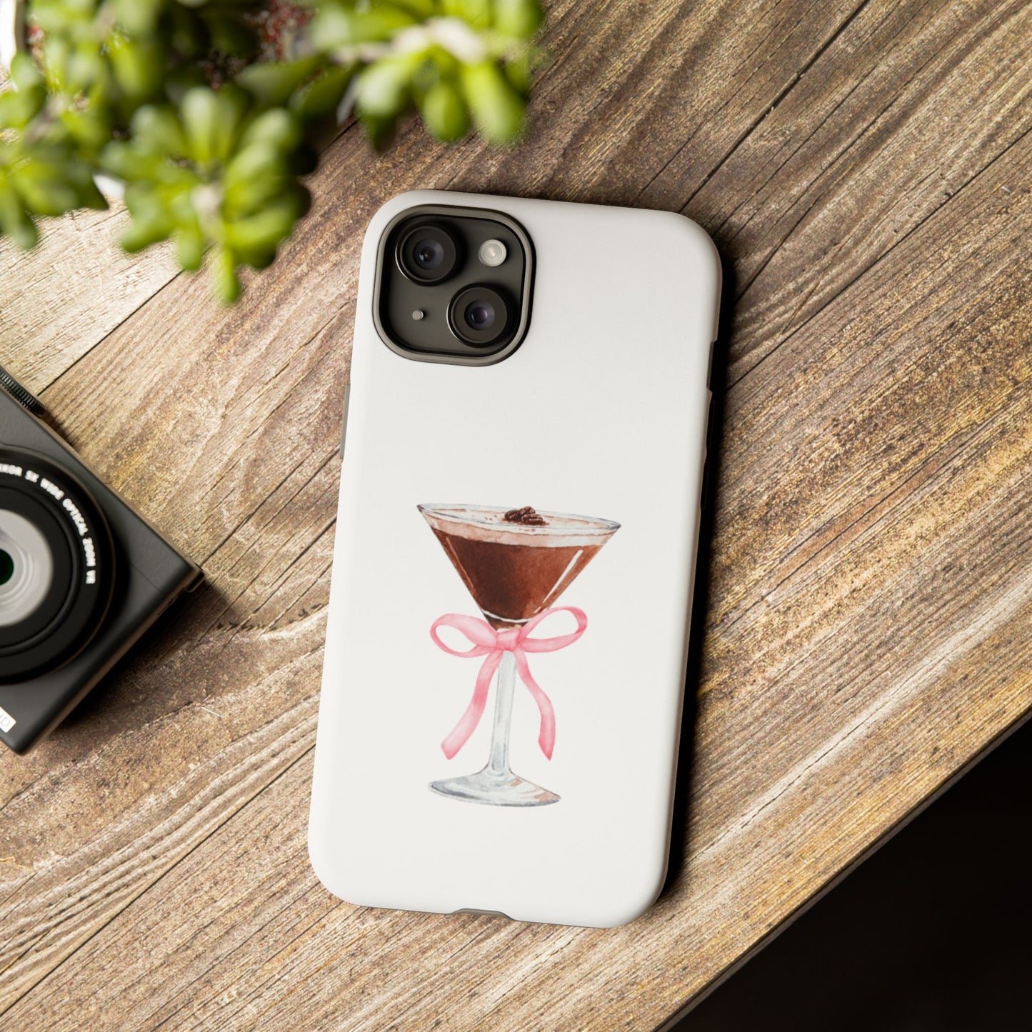 Phone Case - Espresso Martini with Pink Bow Design