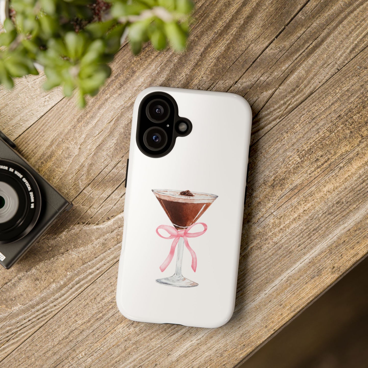 Phone Case - Espresso Martini with Pink Bow Design