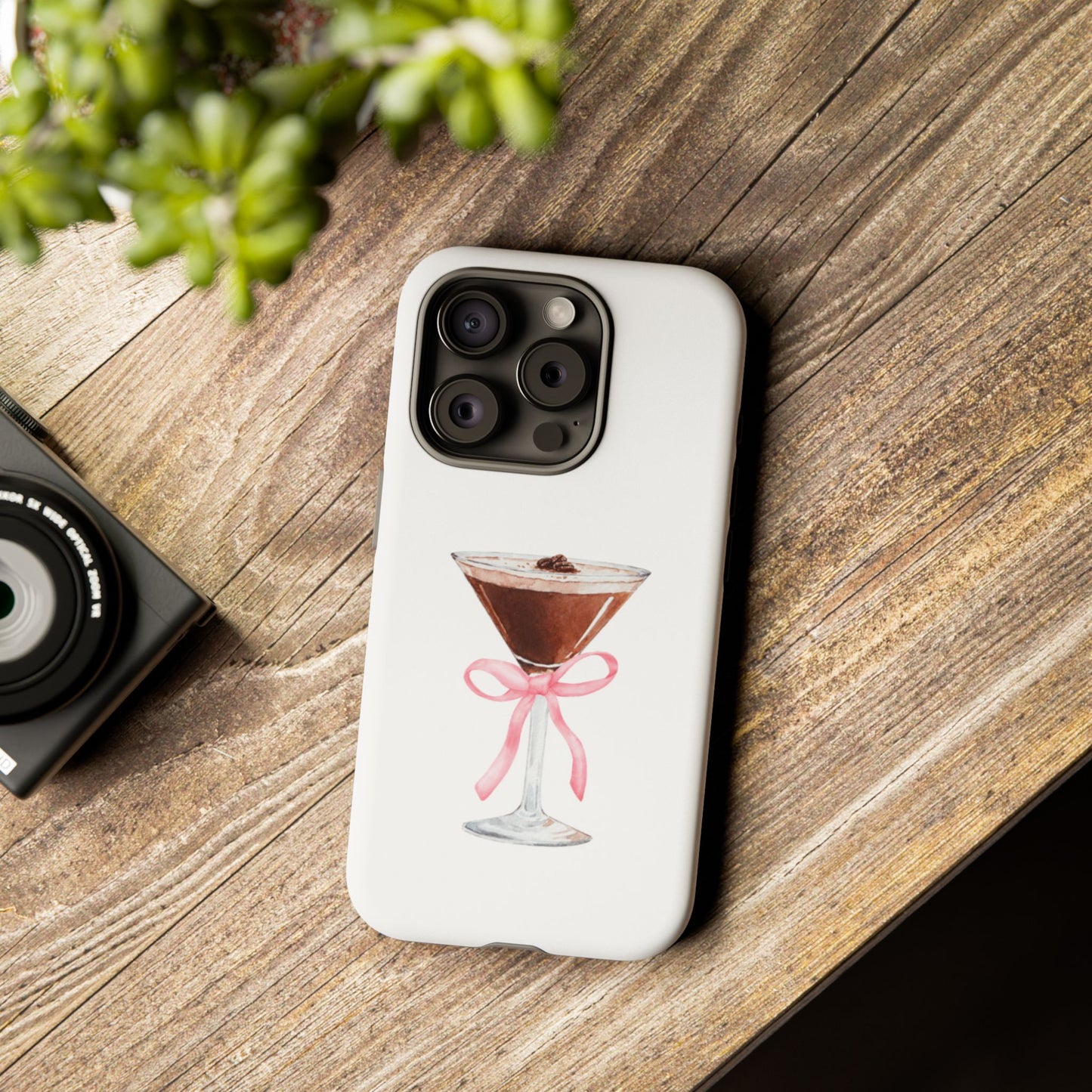 Phone Case - Espresso Martini with Pink Bow Design