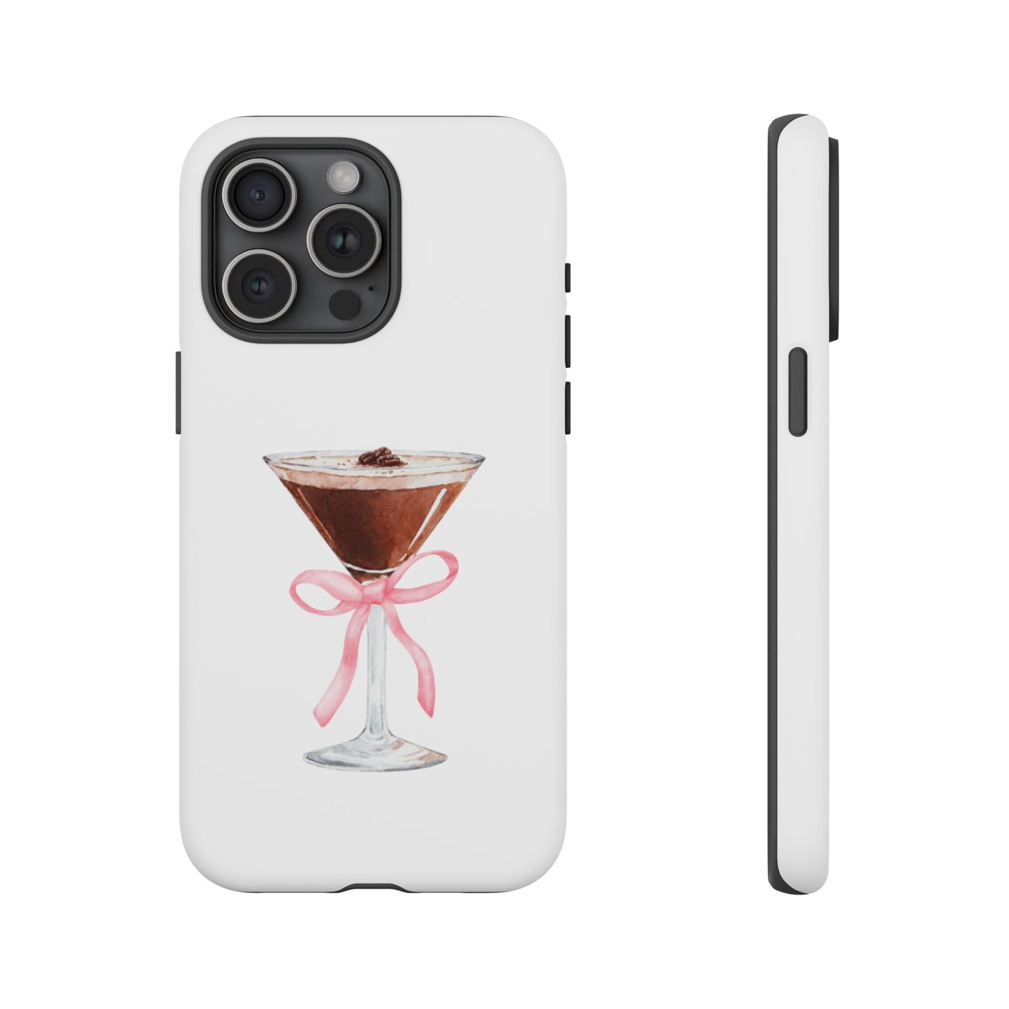 Phone Case - Espresso Martini with Pink Bow Design