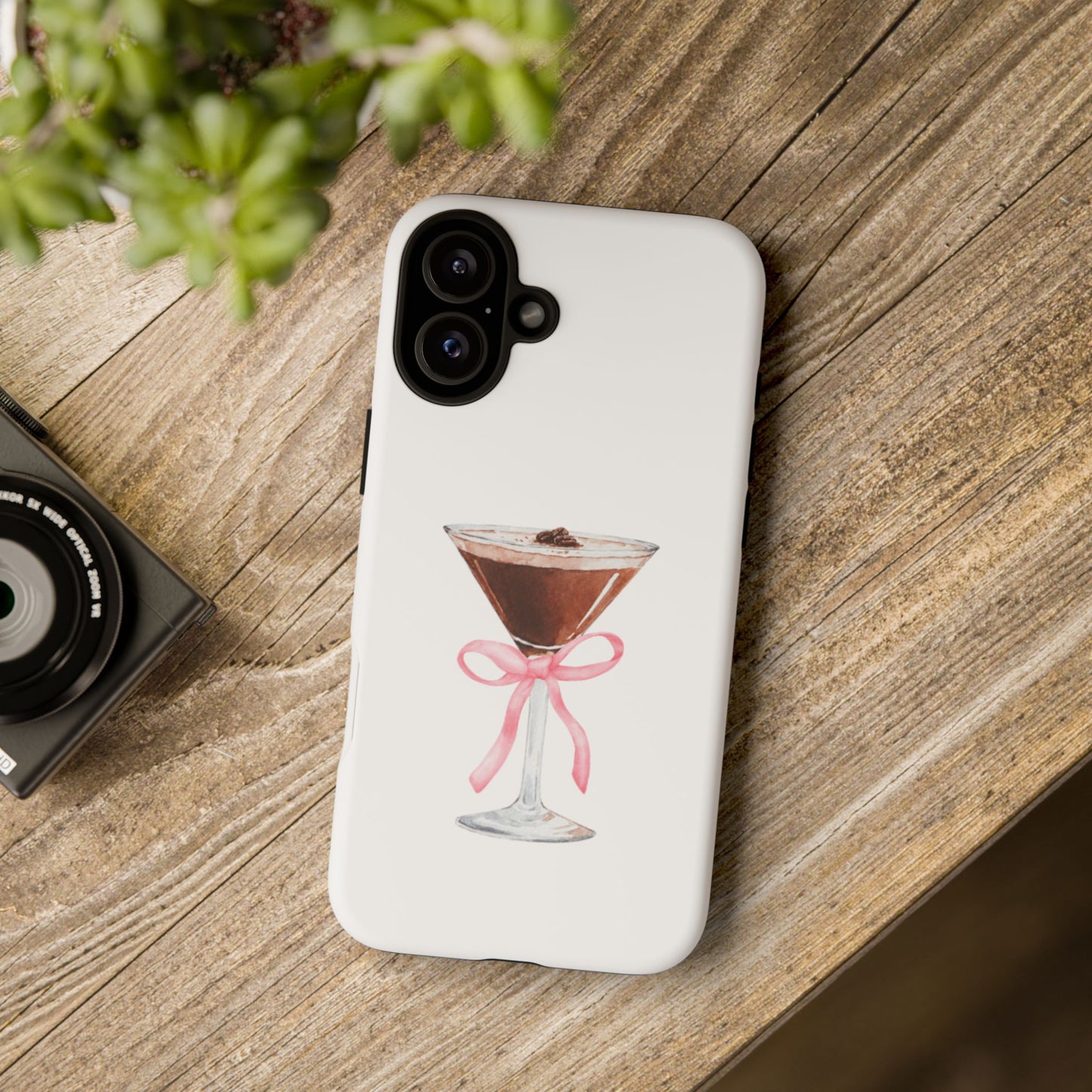 Phone Case - Espresso Martini with Pink Bow Design