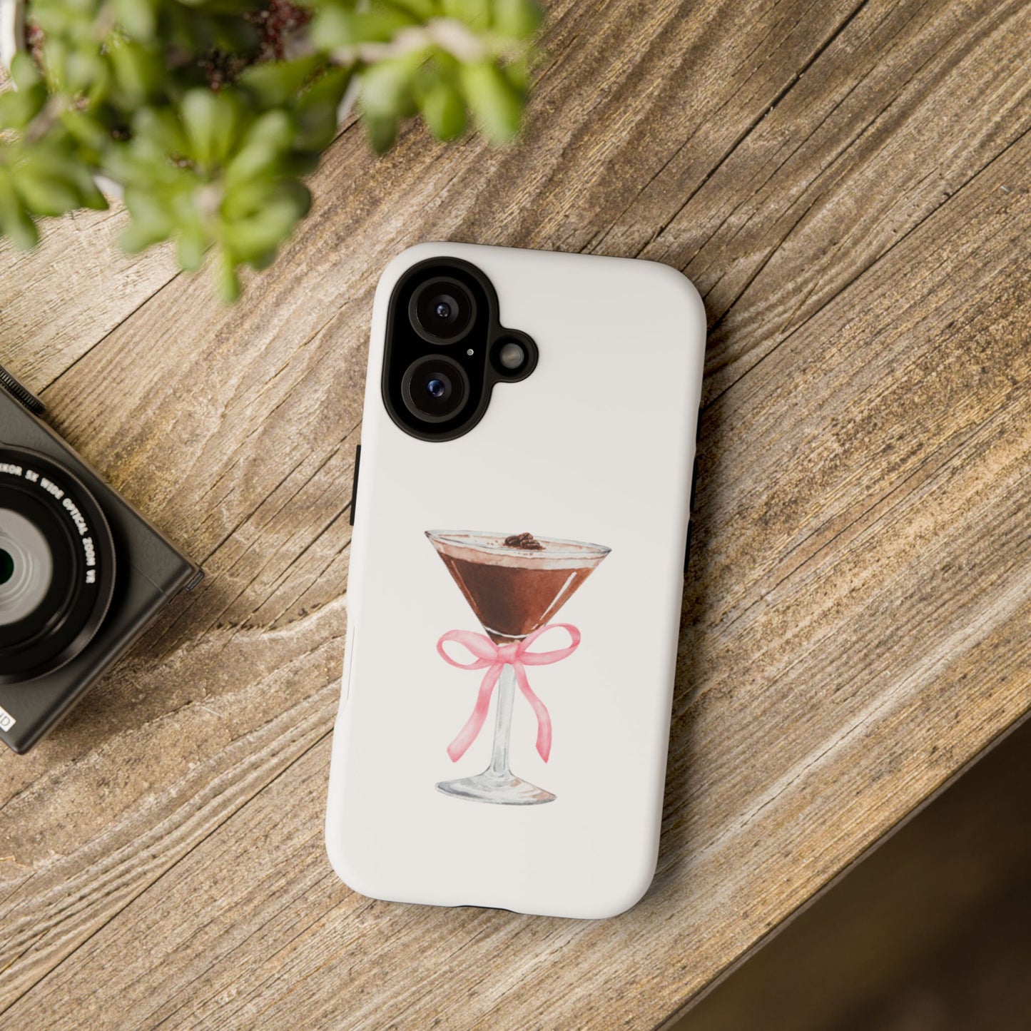 Phone Case - Espresso Martini with Pink Bow Design